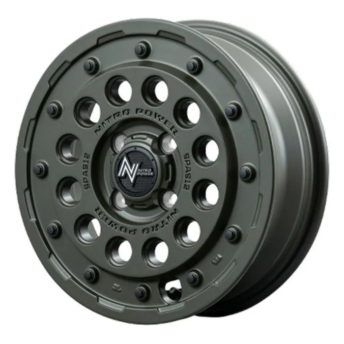 業販品 BRIDGESTONE BLIZZAK WZ-1 165/60R14 75Q NITRO POWER H12 SHOTGUN TE セミグロスODグリーン 14インチ 4.5J+45 4H-100 冬用 4本