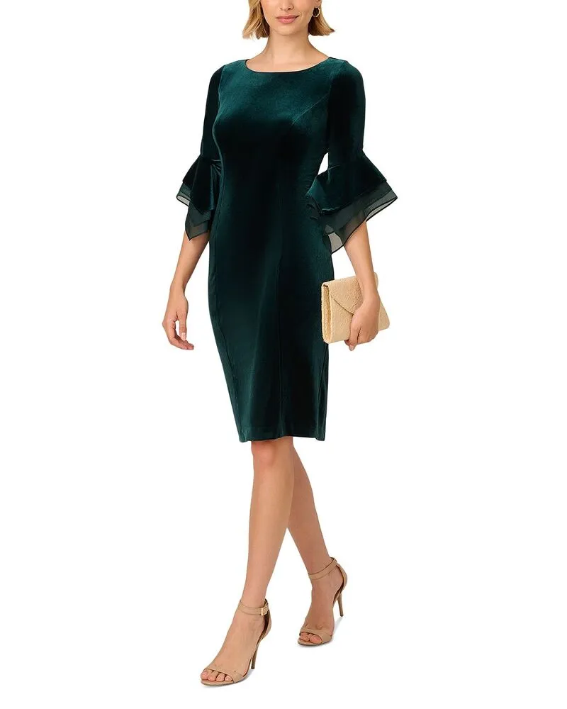 アドリアナ パペル レディース トップス ワンピース ベルベット Adrianna Papell Velvet Dress Hunter