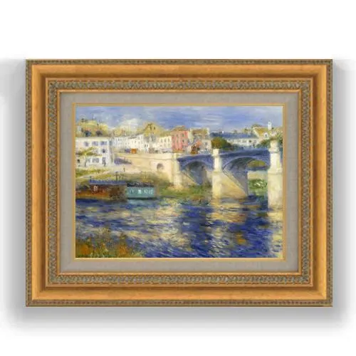 【油絵 直筆仕上げ】ルノワール Le Pont de Chatou F4  【額入り】 絵画 販売 4号 油彩 風景画 481×391mm 複製画 送料無料 プレゼント