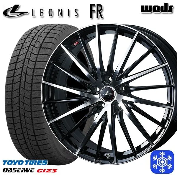 215/50R18インチ TOYO トーヨー オブザーブ ギズ3 GIZ3 5H114.3 スタッドレスタイヤホイール4本セット ウェッズ レオニス FR PBMC