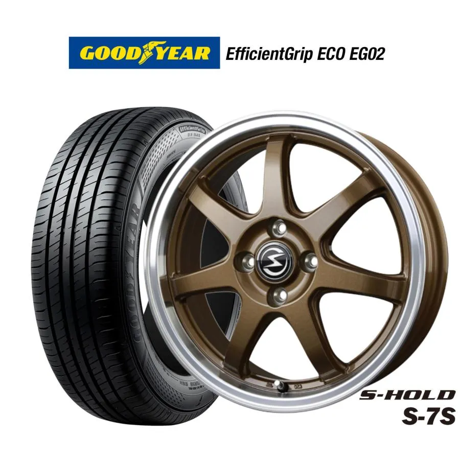 サマータイヤ ホイール4本セット BADX エスホールド S-7S グッドイヤー エフィシエント グリップ エコ EG02 165/60R14