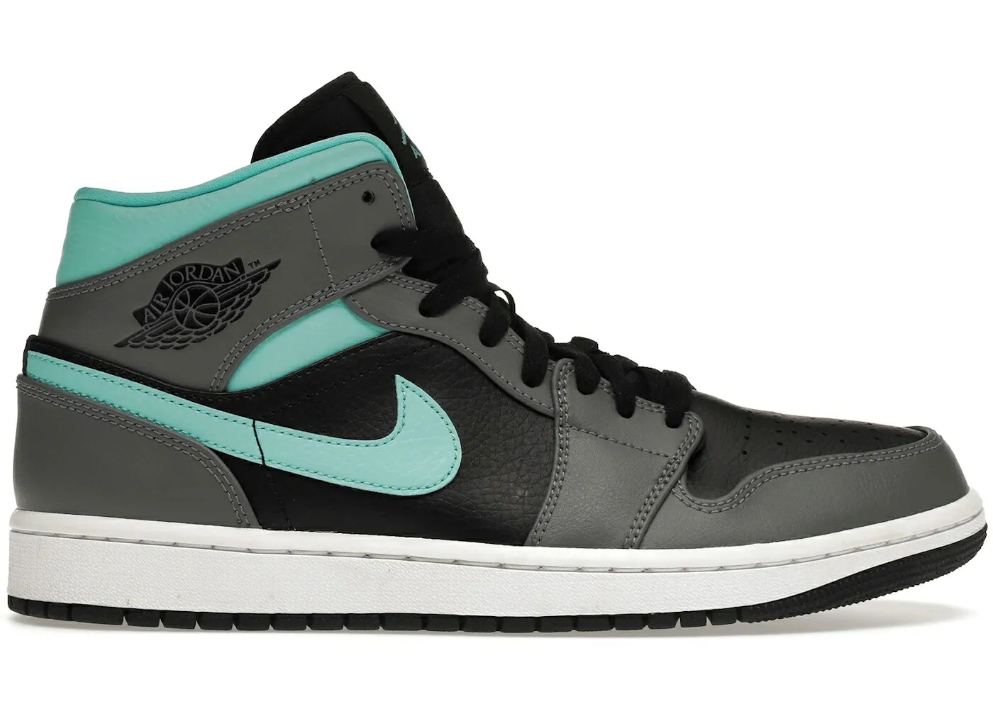 ナイキ ジョーダン ミッド 灰色 グレー アクア 黒色 ブラック スニーカー メンズ JORDAN 1 MID GREY AQUA / BLACK LIGHT AQUA DARK SMOKE GREY