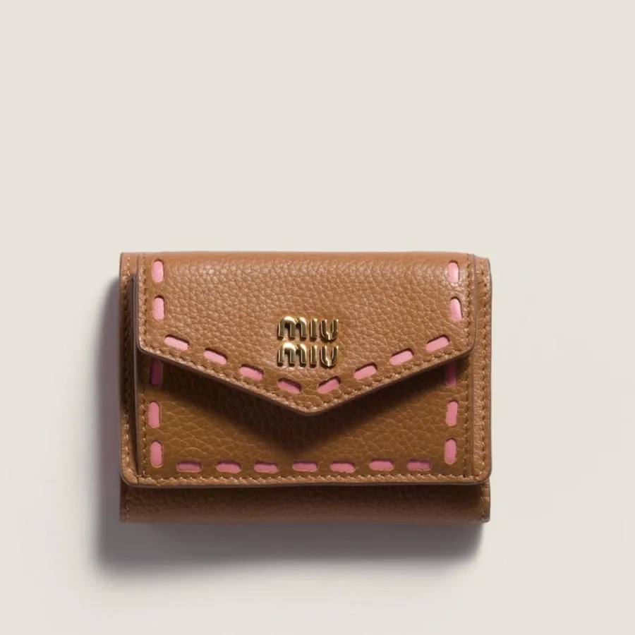 ミュウミュウ MIU MIU レザー 財布 5MH021_2IIB_F05G0【キャラメル／ペタルピンク 】【送料無料】【正規品】