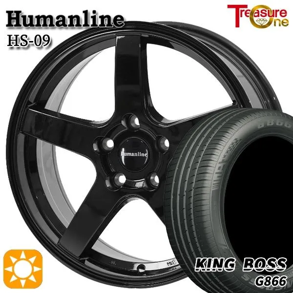 サマータイヤ ホイール4本セット 215/55R17インチ 5H100 トレジャーワン ヒューマンライン HS09 BK キングボス G866