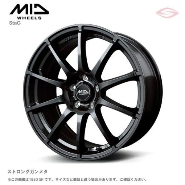 MIDホイールズ スタッグ ホイール4本セット 16x6.5J 5H 114.3 ＋38 ストロングガンメタ/16インチ