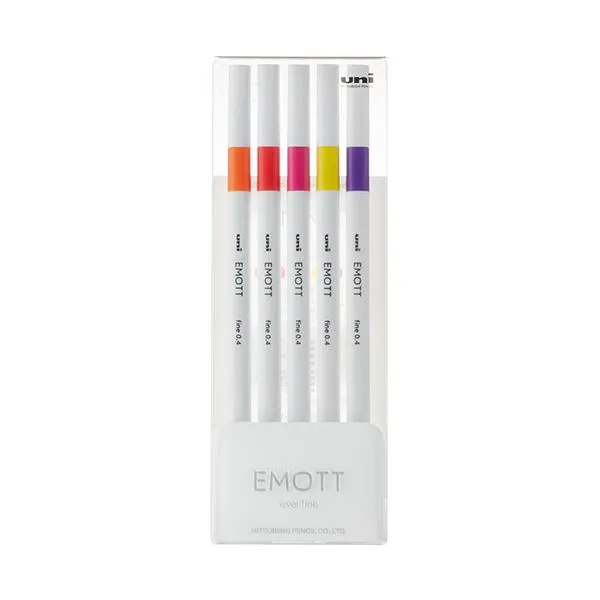 【クーポン配布中】(まとめ）三菱鉛筆 水性サインペン EMOTT5色セット No.2 パッションカラー PEMSY5C.NO2 1パック【×10セット】