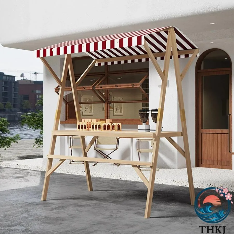 屋台ブース 仮設屋台セット 多機能 折りたたみ式 省スペース THKJ 木製 フードカート 環境に優しい 安定した耐荷重性 屋外販売スタンド マ 使いやすい