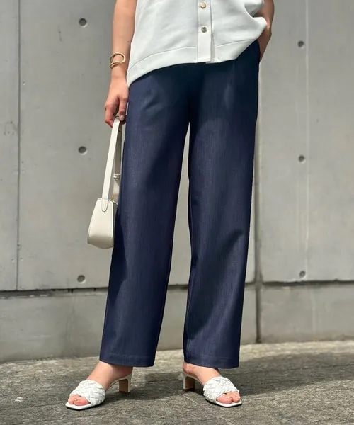 ジーンズ デニム デニムパンツ デニムライクストレートイージーパンツ レディース