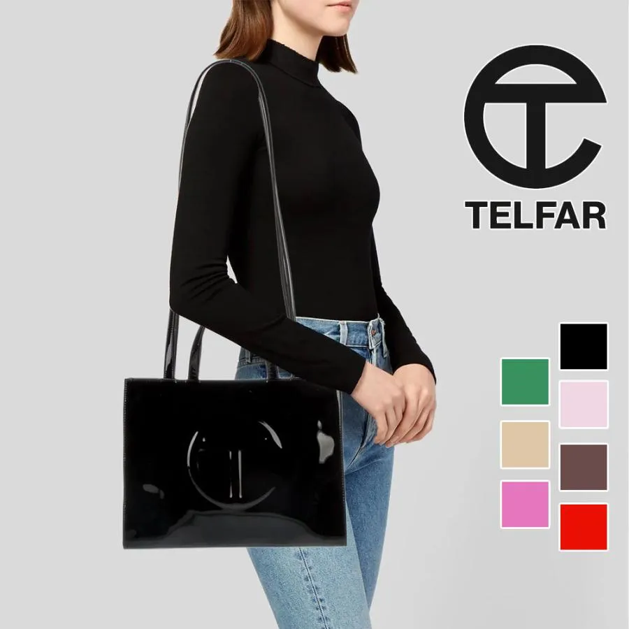 保証付 返品OK 日本 正規品  Telfar テルファー 2026 日本未入荷ブランド Patent 光沢 エナメル ミディアム ショッピングバッグ フォーマル ショルダーバッグ