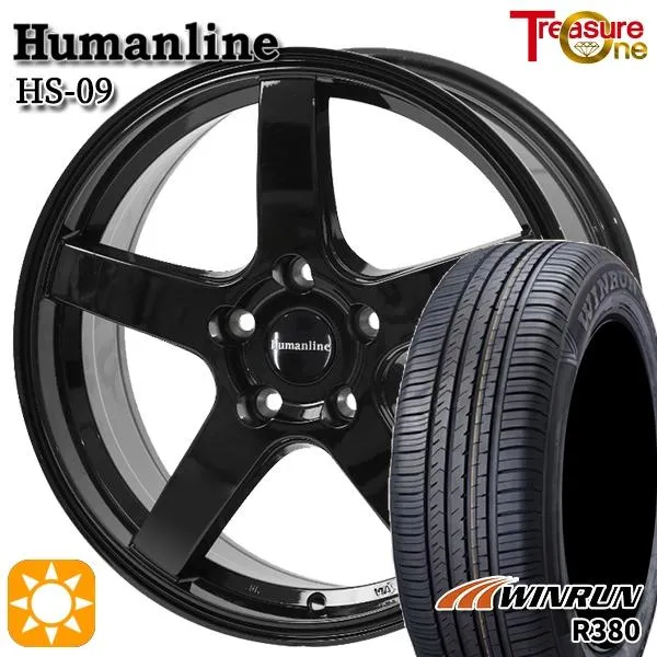 サマータイヤ ホイール4本セット 185/60R15インチ 5H100 トレジャーワン ヒューマンライン HS09 BK ウィンラン R380