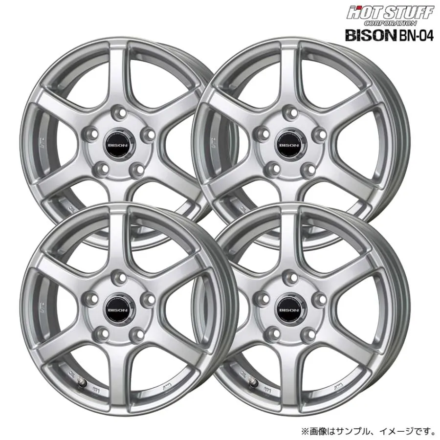 バイソン BN-04 ホイール4本セット 14x5.0J 5H 114.3 +45 シルバー(S) / 14インチ ホットスタッフ HOT STUFF BISON BN04