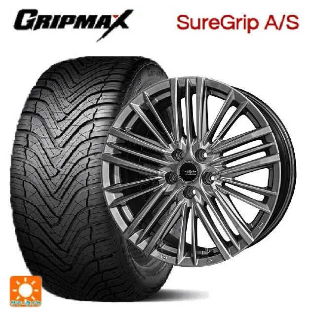 送料無料 オールシーズンタイヤホイール 4本セット 225/55R19 99W グリップマックス シュアグリップ A/S ブラックレター 共豊 テイラ