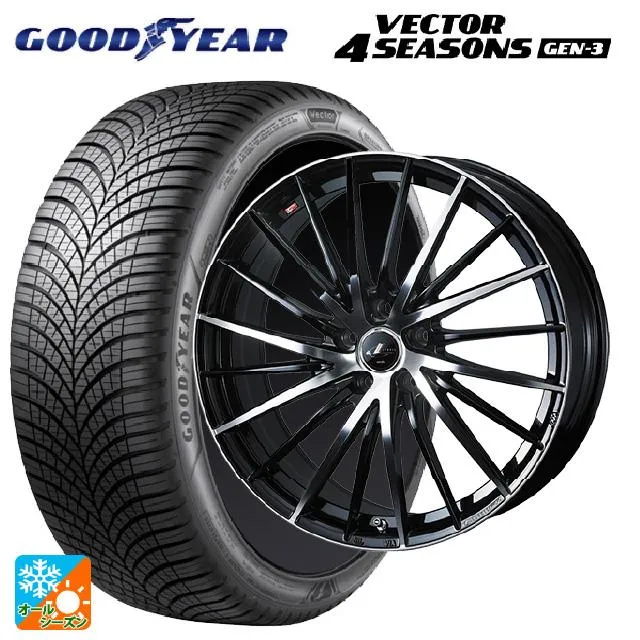 送料無料 オールシーズンタイヤホイールセット 185/65R15 92V XL グッドイヤー ベクター4シーズンズ ジェン3 ウェッズ レオニス FR