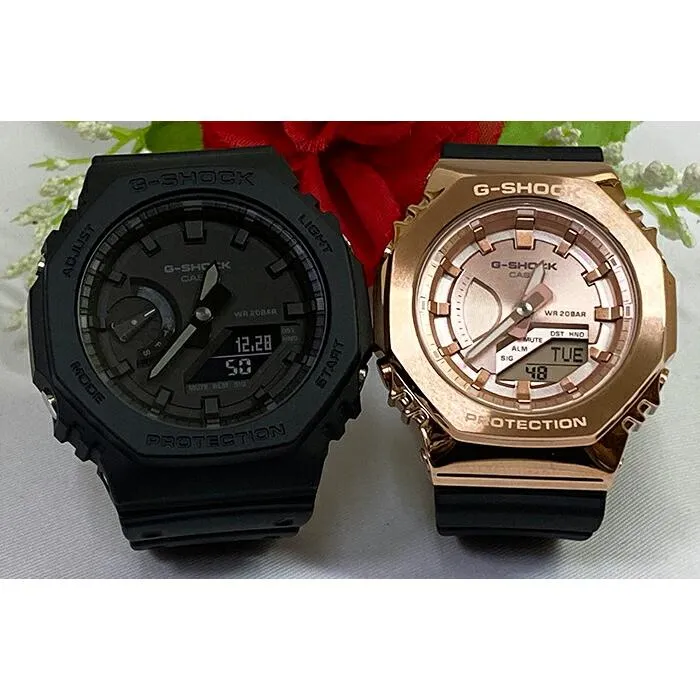恋人たちのGショック　ペアウォッチ G-SHOCK   アナデジ GA-2100-1A1JF GM-S2100PG-1A4JF　   ラッピング無料 新品 メッセージカード手書きします