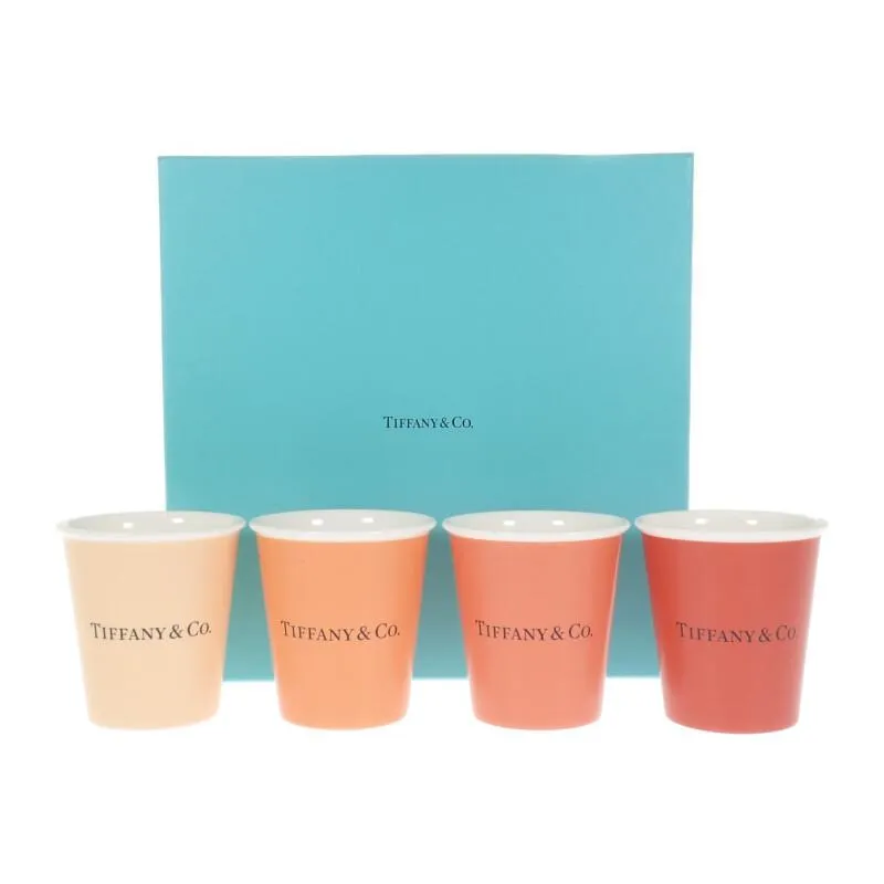 ティファニー TIFFANY\u0026Co. コーヒーカップ 4個セット ペーパーカップ テーブルウェア 73242088 グラス オレンジ【中古】【Sランク】