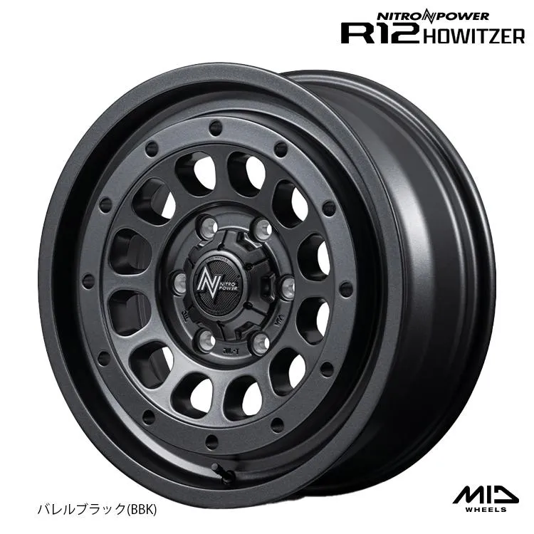 18インチ 5H114.3 7.5J 7.5J+35 5穴 ホイール 【1本単品 新品】 バレルブラック（BBK） R12 HOWITZER 送料無料 ナイトロパワー