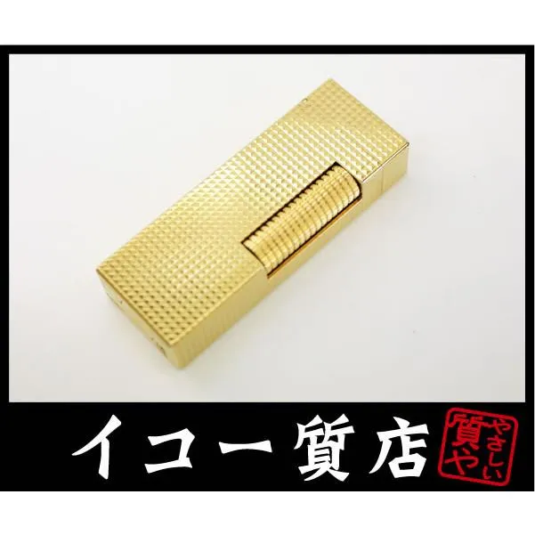 イコー質店 ダンヒル ★極美品 着火良好 ローラガスライター RL1203 ダイヤカットデザイン ゴールド RY6936