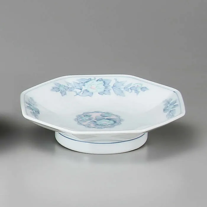 30個セット 三色牡丹 19.5cm 6.5 八角 高台皿 バリそば 天津飯 チャーハン ギョーザ 盛皿 フカヒレ ボウル ヌードルボウル 鉢 中華食器 日本製 陶器 飲食店 業務用 丈夫 美濃焼 高台 そば