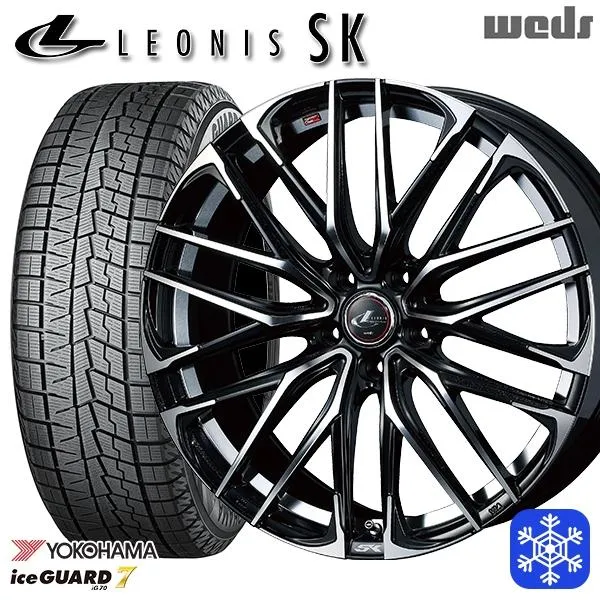 225/60R17インチ ヨコハマ アイスガード IG70 5H114.3 スタッドレスタイヤホイールセット ウェッズ レオニス SK PBMC