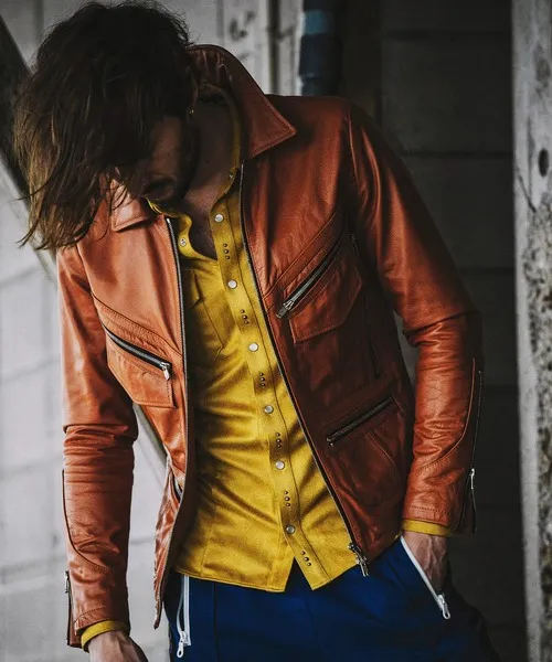 ブルゾン アウター 「NO ID.」Kid Buffalo Leather 70s Blouson / キッド バッファロー レザー 70s ブルゾン