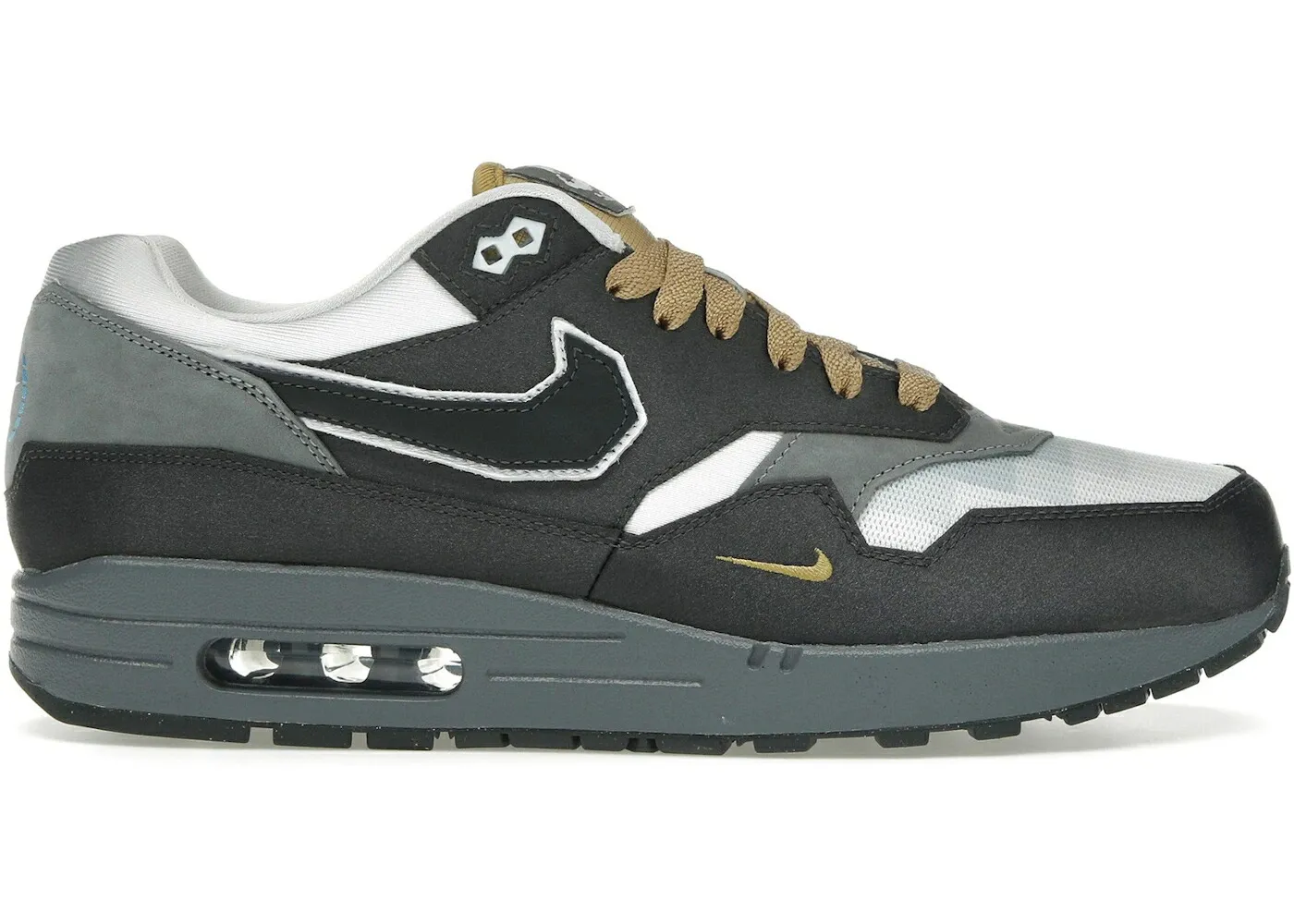 ナイキ マックス 灰色 グレー 白色 ホワイト エアマックス .SWOOSH スニーカー メンズ NIKE AIR MAX 1 LOW POLY BIG HEAD MODE / DARK SMOKE GREY WHITE METALLIC