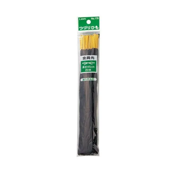 (まとめ) ライオン事務器 つづりひも 450mm金具(アルミ)先 スフ糸・PP糸32本織 No.178 1パック(20本) 〔×50セット〕