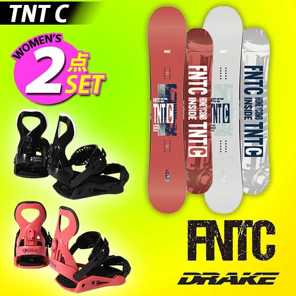 半額 53%off 2点セット FNTC エフエヌティシー TNT C DRAKE ドレイク スノーボード 2点 セット レディース 板 ボード バインディング キャンバー