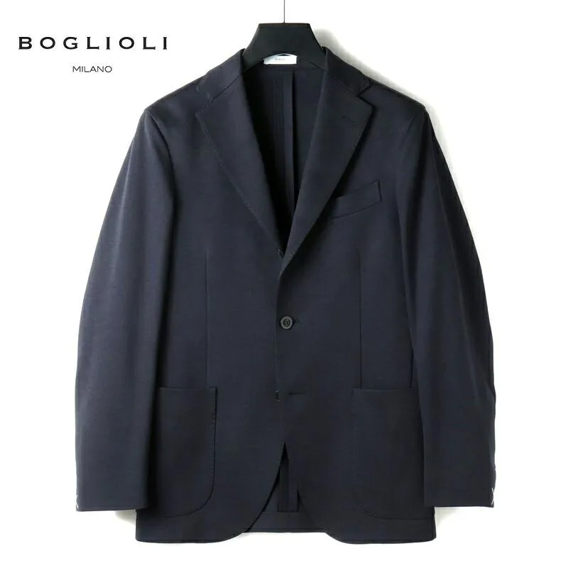 BOGLIOLI / ボリオリ コットンシルケットジャージー3Bジャケット(DOVER) （ダークネイビー）