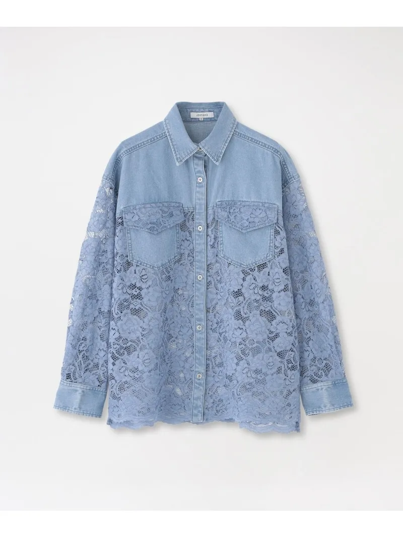 レースコンビシャツ LOVELESS ラブレス トップス シャツ・ブラウス ブルー ホワイト【送料無料】[ Fashion]