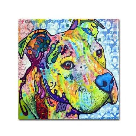 Dean Russo作「Thoughtful Pit Bull III」アートワーク 24×24インチ キャンバスウォールアート