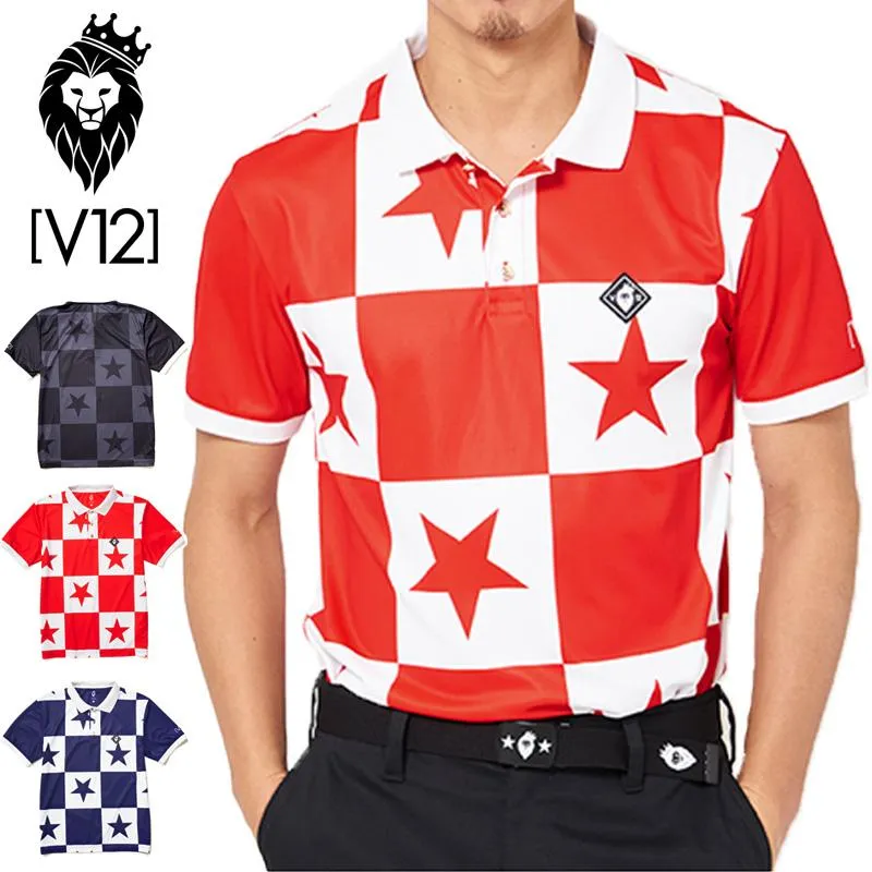 V12 ゴルフ メンズ 半袖 ポロシャツ PANEL STAR POLO V122010-CT02 ヴィ・トゥエルヴ 春夏秋 PAAR ゴルフウェア トップス V12 GOLF スター