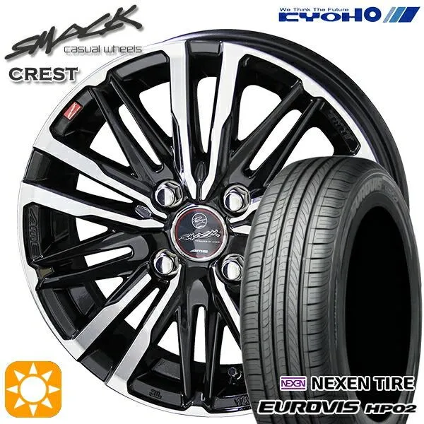 サマータイヤ ホイールセット 185/70R14インチ 4H100 共豊 スマック クレスト ネクセン ロードストーン ユーロビズ HP02