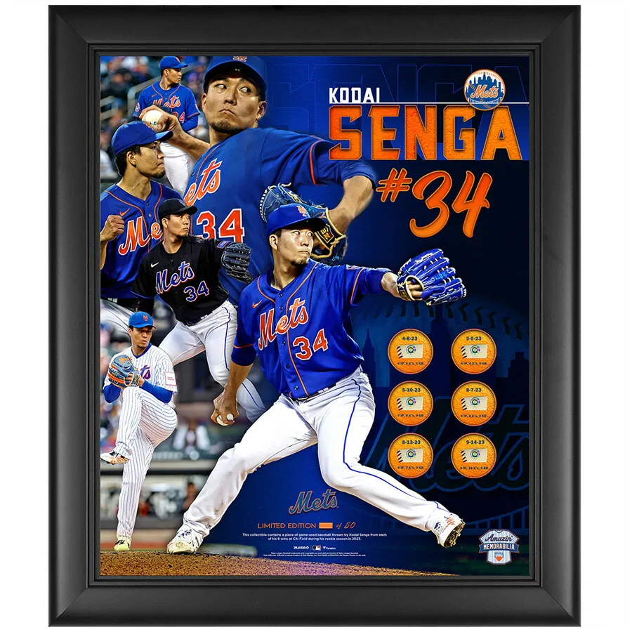 MLB 千賀滉大 New Tork Mets フォトフレーム 【現地買付】 Pitching Collage デビューシーズン 実使用ボール ピース Fanatics Authentic