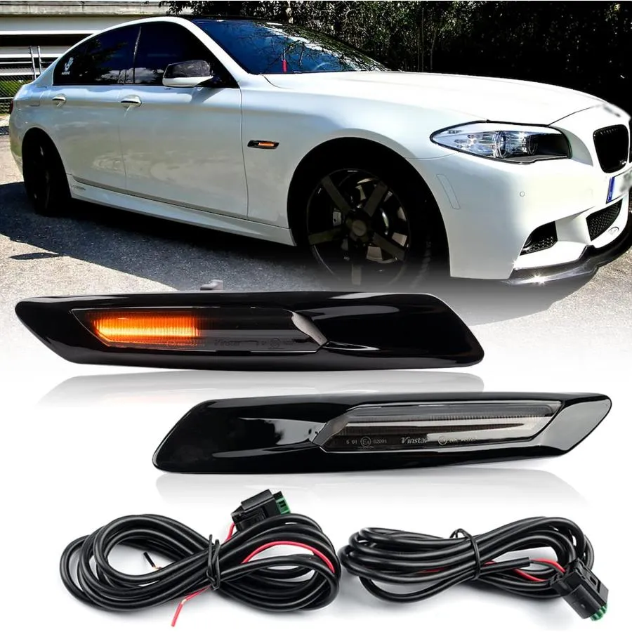 【並行輸入品】 NSLUMO Sequential Amber LED Side Marker Lights Compatible w/B'MW 5