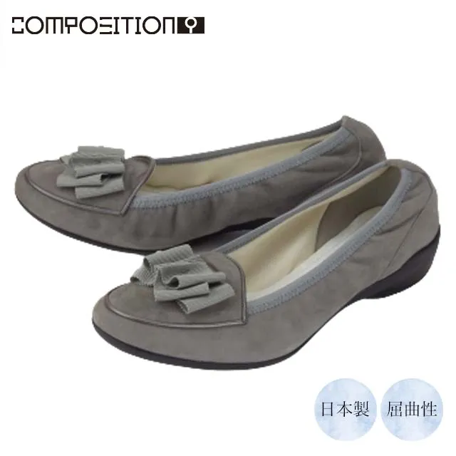 コンポジションナイン パンプス composition9 2834 レディース ローヒール スエード ぺたんこ靴 本革 リボン 履きやすい 仕事 オフィスカジュアル