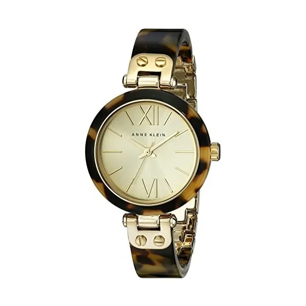 アンクライン Anne Klein 腕時計 ウォッチ 時計 レディース 女性用 Anne Klein Women 10/9652CHTO Gold-Tone Tortoise Resin Bracelet Watch