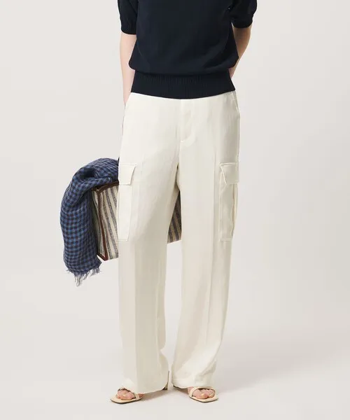 カーゴパンツ サテン クリーン ポケット パンツ OFF WHITE ‐ウォッシャブル‐ レディース