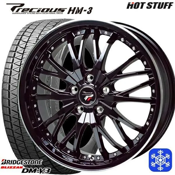235/55R19インチ ブリヂストン ブリザック DMV3 5H114.3 スタッドレスタイヤホイール4本セット ホットスタッフ プレシャス HM-3 RP