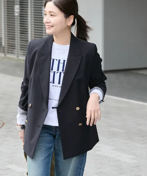 ジャケット テーラードジャケット 4B ダブルブレステッドジャケット レディース