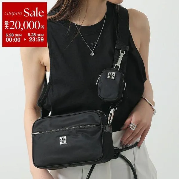 TORY BURCH トリーバーチ ショルダーバッグ VIRGINIA ヴァージニア 169166 レディース ミニポーチ付き クロスボディ 軽量 鞄 001/BLACK