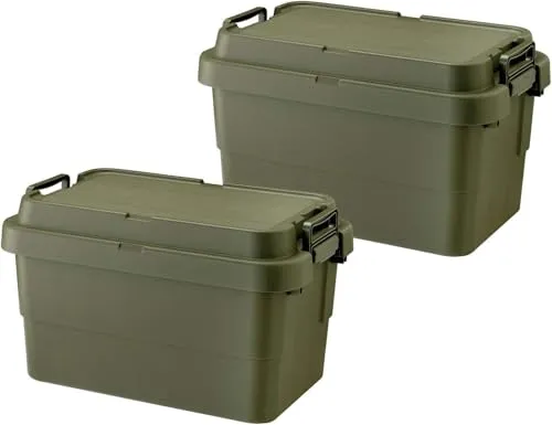 リス(RISU) 収納ボックス トランクカーゴ 50L グリーン 日本製 TC-50S 2個セット コンテナ ボックス スタッキング 屋外収納 キャンプ 防水 GHON106