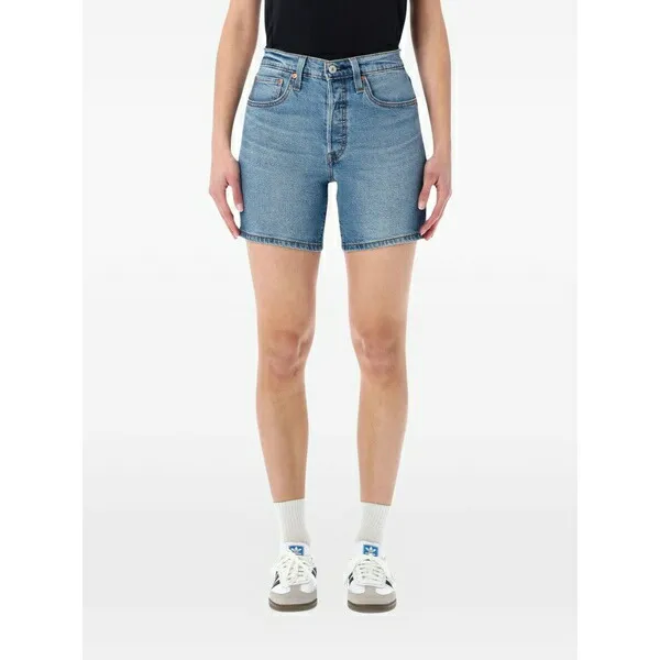 リーバイス レディース カジュアルパンツ ボトムス 501芒 mid thigh denim shorts Blue