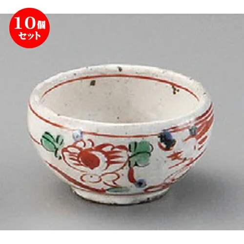 10個セット☆ 珍味 ☆ 粉引赤絵花鳥魁字丸珍味 [ 65 x 38mm ] | 珍味 小付け 小鉢 小皿 お漬物 薬味入れ おすすめ 人気 食器 業務用 飲食店 カフェ うつわ 器 おしゃれ かわいい お洒落 可愛い ギフト プレゼント 引き出物 内祝い 結婚祝い 誕生日 贈り物 贈答品 食器セット