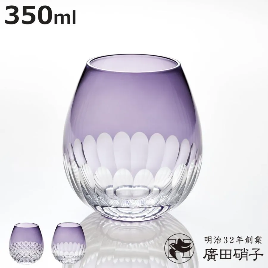 廣田硝子 グラス 350ml 花蕾 江戸切子 karai あられ かまぼこ 赤 （ ガラス 日本製 コップ タンブラー カップ 桐箱入り ）