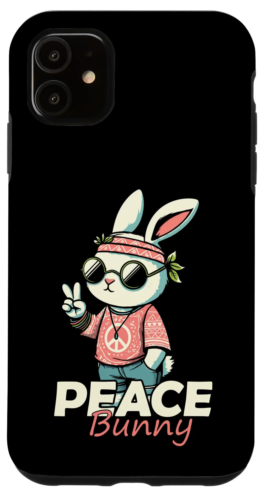 iPhone 11 ヒッピー バニー ピース ラブ ボヘミアン ラビット 自由奔放な精神 スマホケース