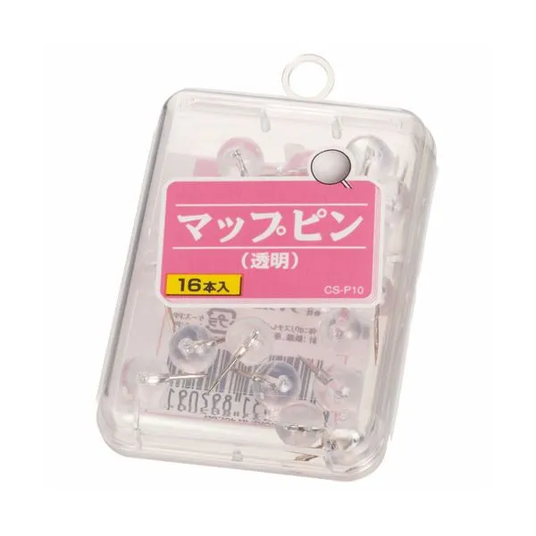 【クーポン配布中】（まとめ） ライオン事務器 マップピン針長さ10mm 透明 CS-P10 1箱（16本） 【×30セット】
