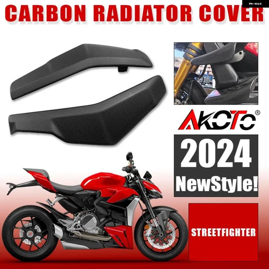 並行輸入品オートバイ カーボン ラジエーター エンドカバー ドゥカティ ストリートファイター V2 マットプレーンウィーブ 2022 2023 2024 パーツ