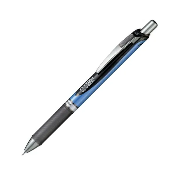 ぺんてる  ゲルインクボールペンノック式エナージェル 0.5mm 黒 （軸色 メタリックブルー） BLN75-A 1本  【×50セット】  【 セット販売 まとめ買い 割引 オフィス 文房具 文具 業務用 オフィス用品 】  文具 オフィス用品 ペン ボールペン