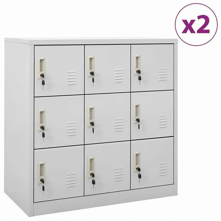 vidaXL ロッカーキャビネット 2点セット ライトグレー 90x45x92.5cm スチール家具 キャビネット\u0026収納 収納キャビネット・ロッカー(代引不可)