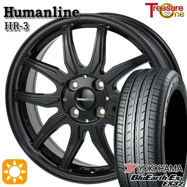 サマータイヤ ホイール4本セット 145/80R13インチ 4H100 ヒューマンライン HR03 BK ヨコハマ ブルーアース ES32